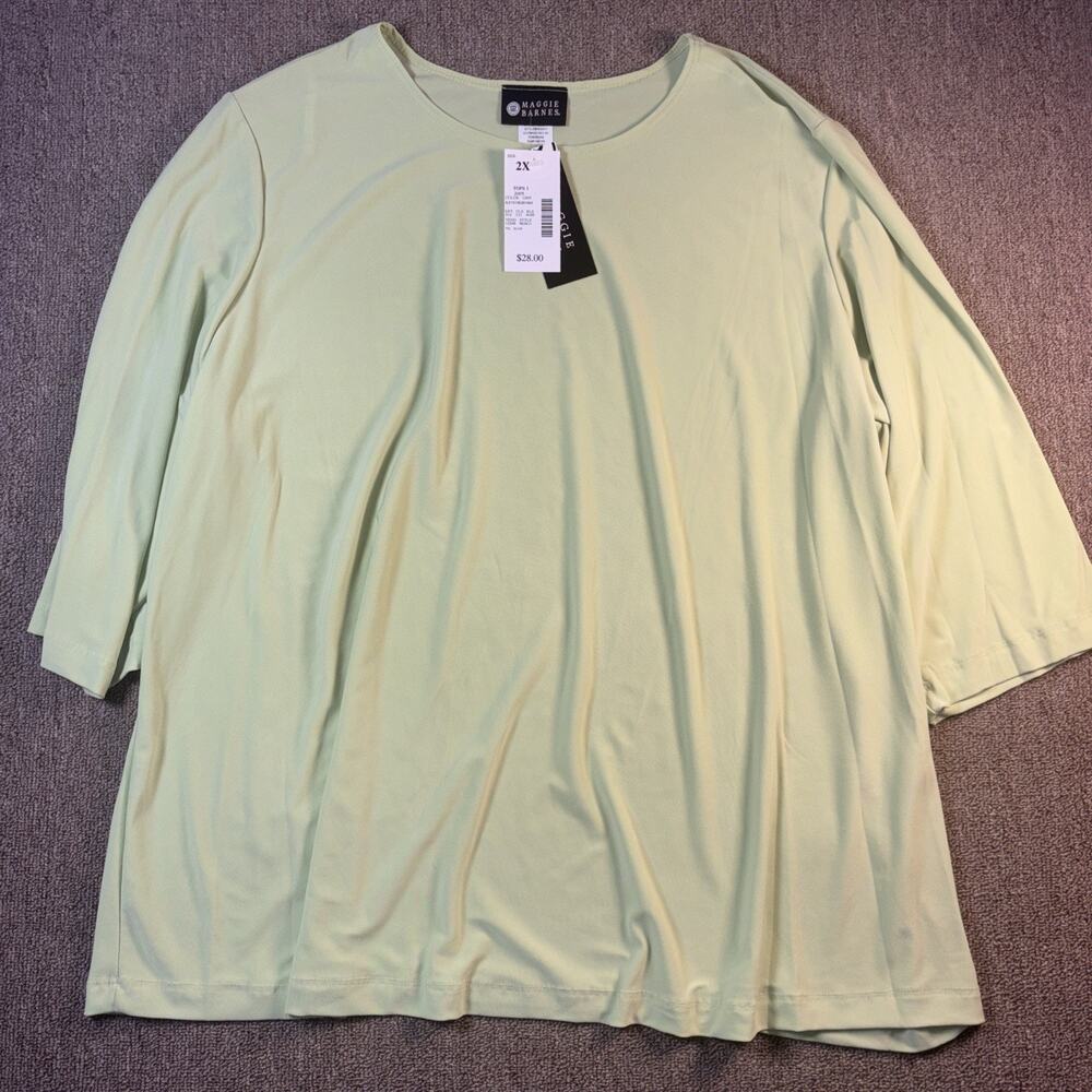 Maggie Barnes Women’s 1/2 Sleeve Blouse Green NWT 2X VTG